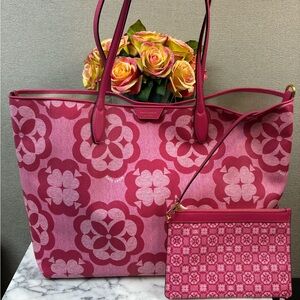 Kate Spade Pink Floral Tote and Pouch Set